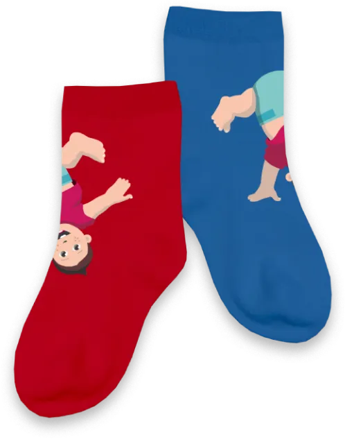 Zwei nappydancers-Stoppersocken in Rot und Blau